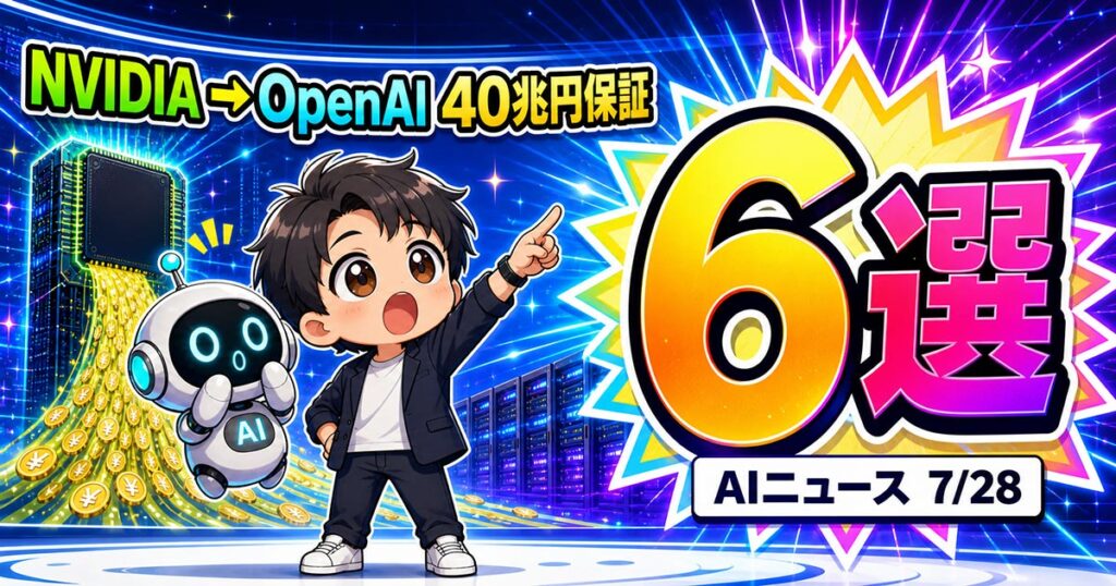 AIニュース6選【7/28】NVIDIAがOpenAIに40兆円保証ほか