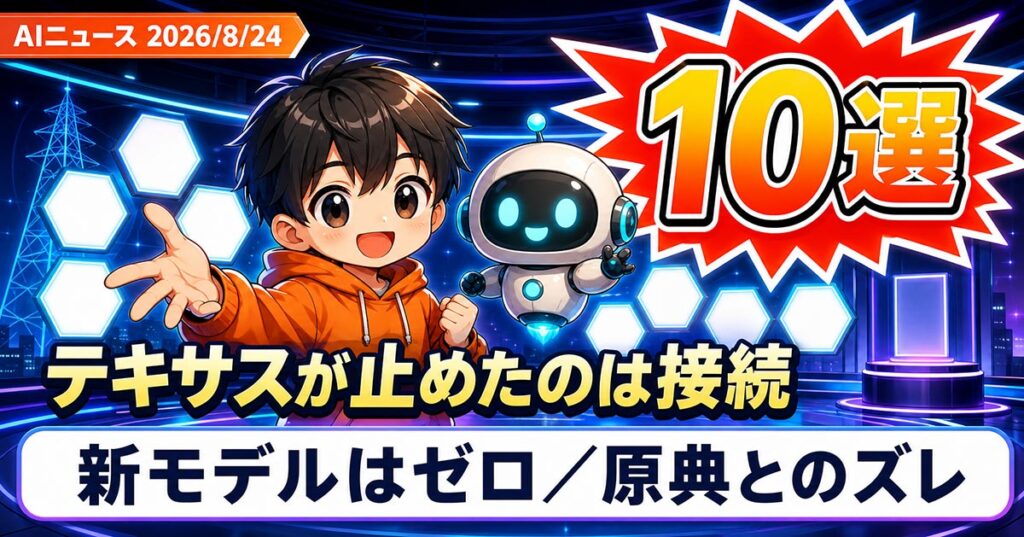 AIニュース10選【8/24】テキサスが止めたのは送電網接続、新モデルはゼロほか