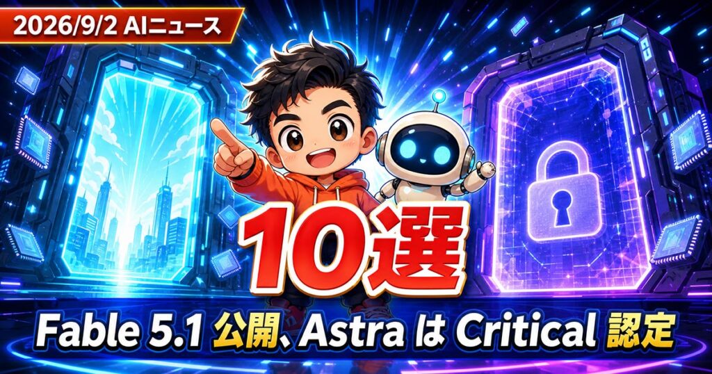 AIニュース10選【9/2】Fable 5.1が実質25%安く、Astra認定ほか