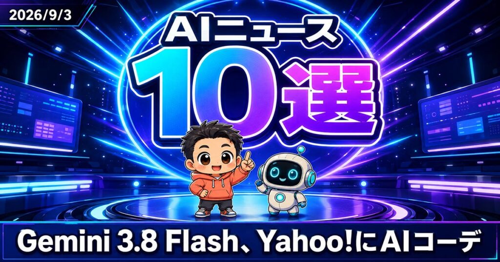 AIニュース10選【9/3】Gemini 3.8 Flash、Yahoo!にAIコーデほか