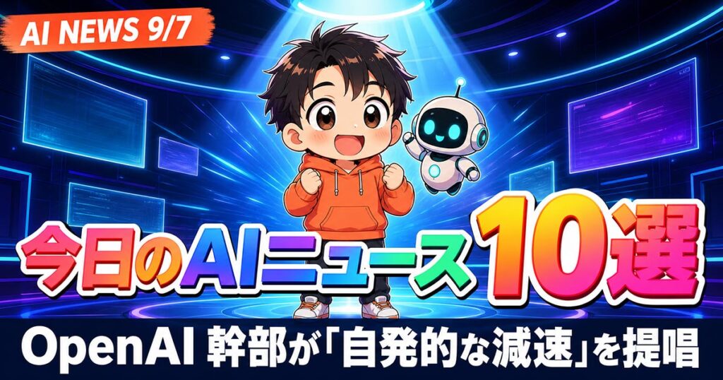 AIニュース10選【9/7】OpenAIが自発的減速を提唱、研究加速を実測公開ほか