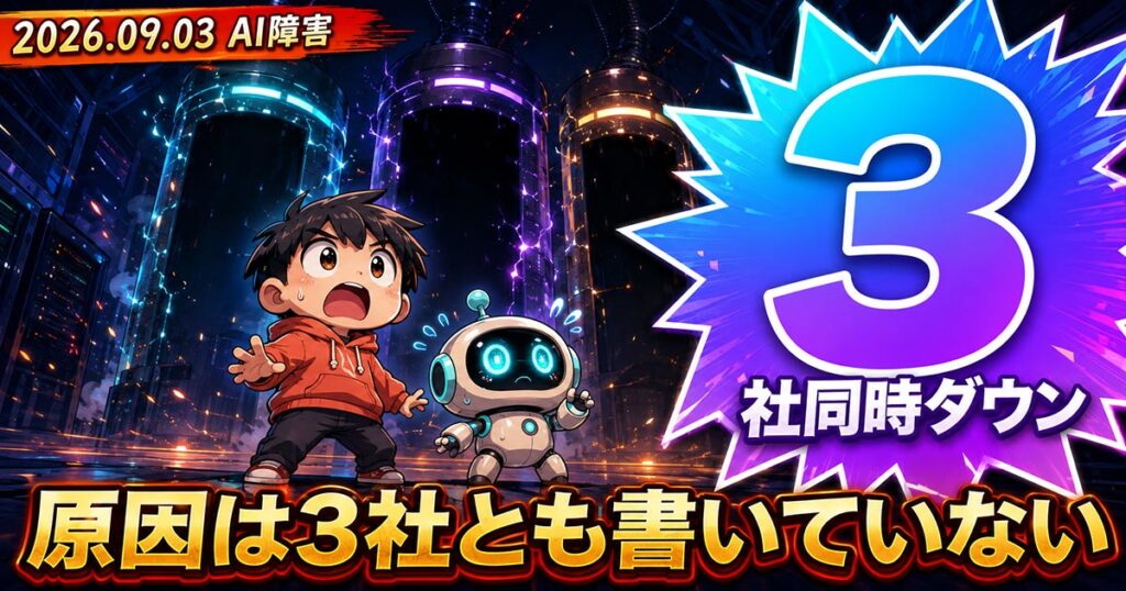 ChatGPTとClaudeとGrokが同時に落ちた。3社とも原因を書いていない
