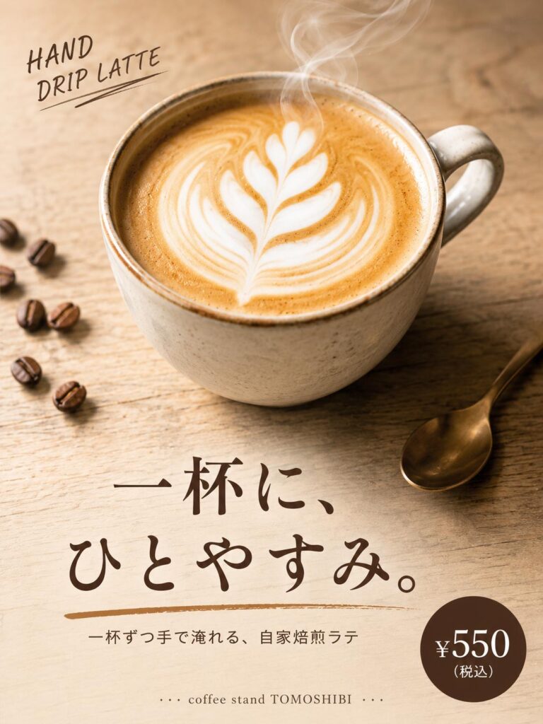 カフェ広告バナー画像(3:4)プロンプト