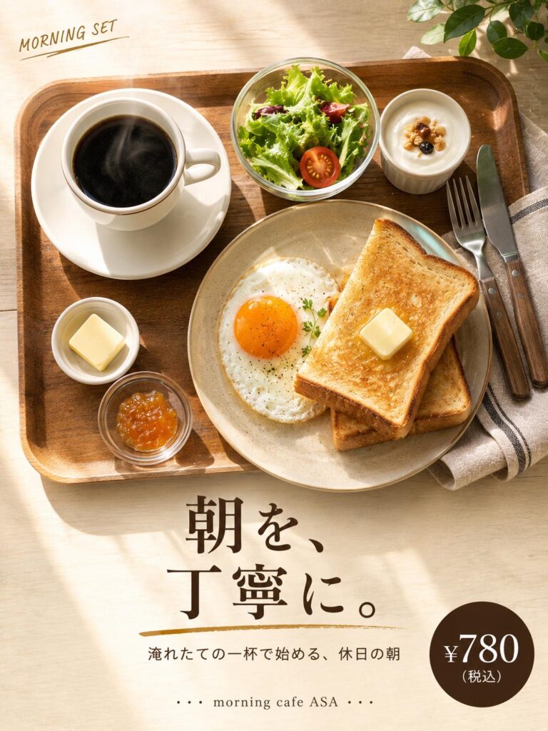 カフェ広告バナー画像(3:4)プロンプト