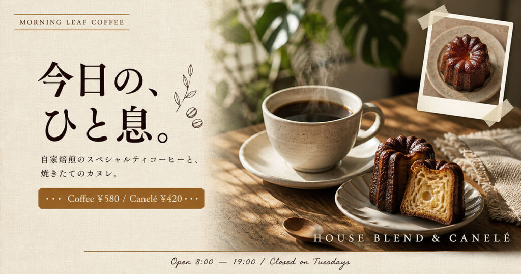 カフェ広告バナー画像（4:5）プロンプト集