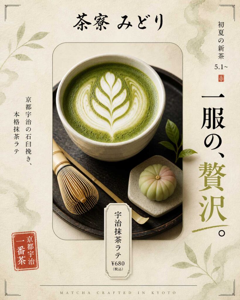 カフェ広告バナー画像（4:5）プロンプト