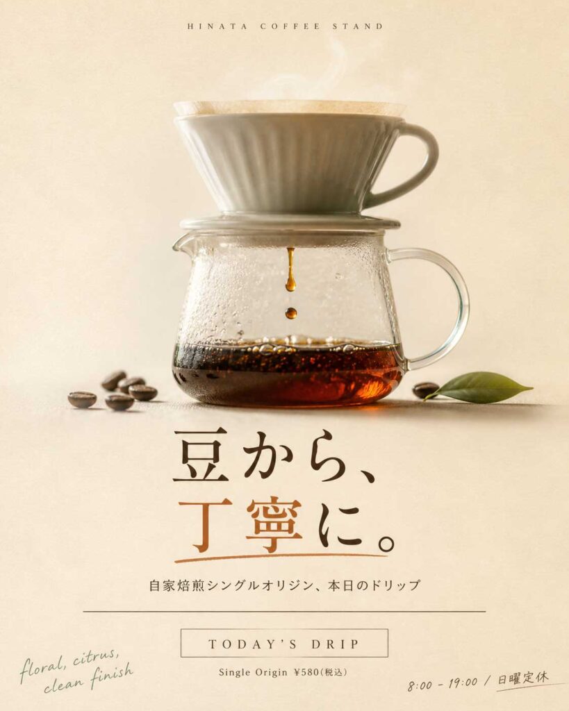カフェ広告バナー画像（4:5）プロンプト