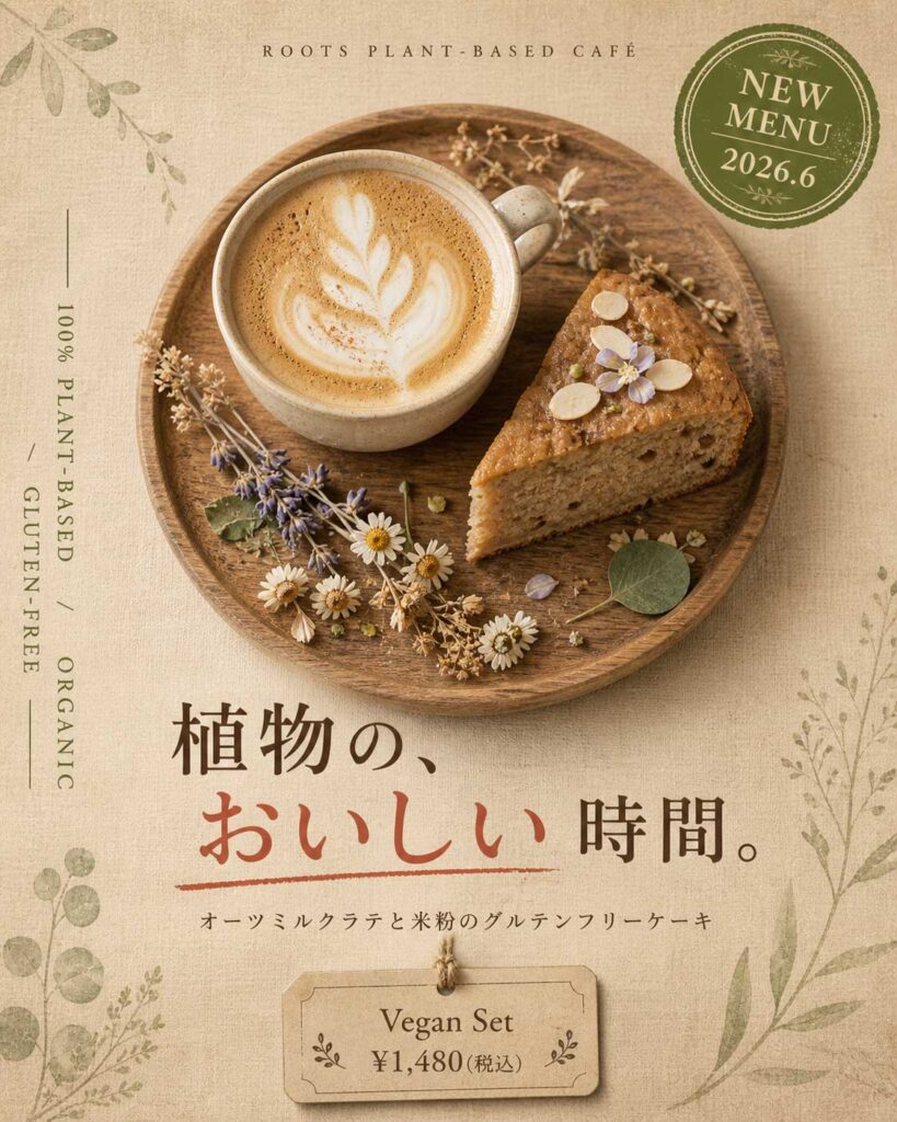 カフェ広告バナー画像（4:5）プロンプト