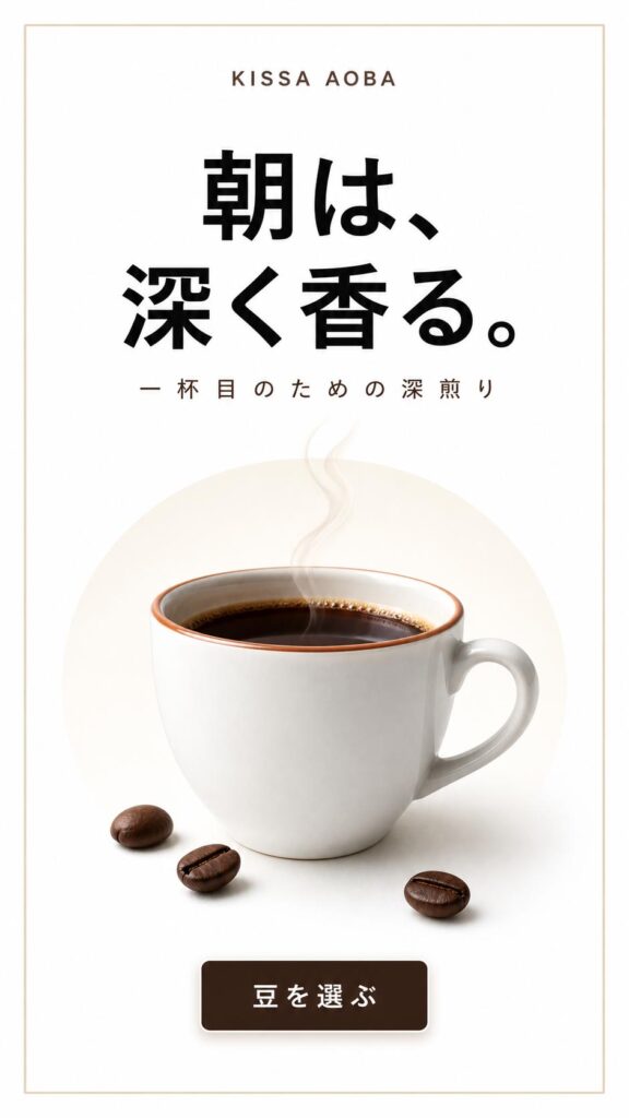 カフェ広告バナー画像(9:16)プロンプト