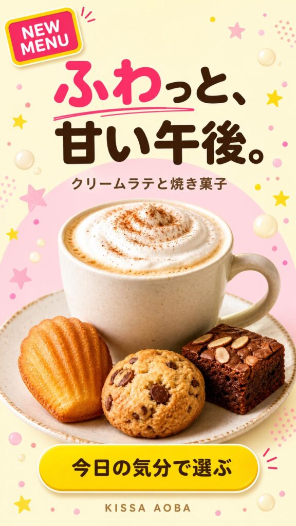 カフェ広告バナー画像(9:16)プロンプト