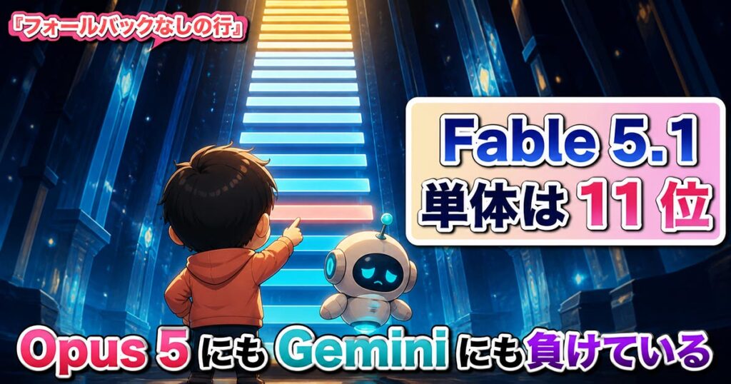 Claude Fable 5.1の52.6%は最高設定。既定では40.0%になる