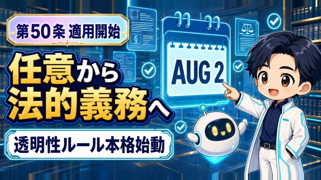 EU AI法第50条が8月2日適用開始、AI透明性の4義務を解説