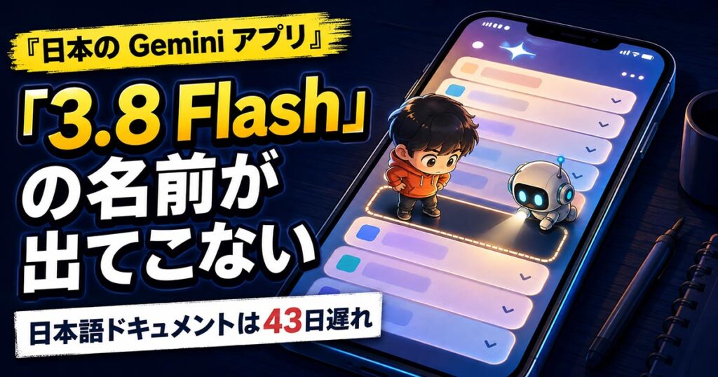 Gemini 3.8 Flashの発表に競合の名前は1つもない。画像の中を除いて