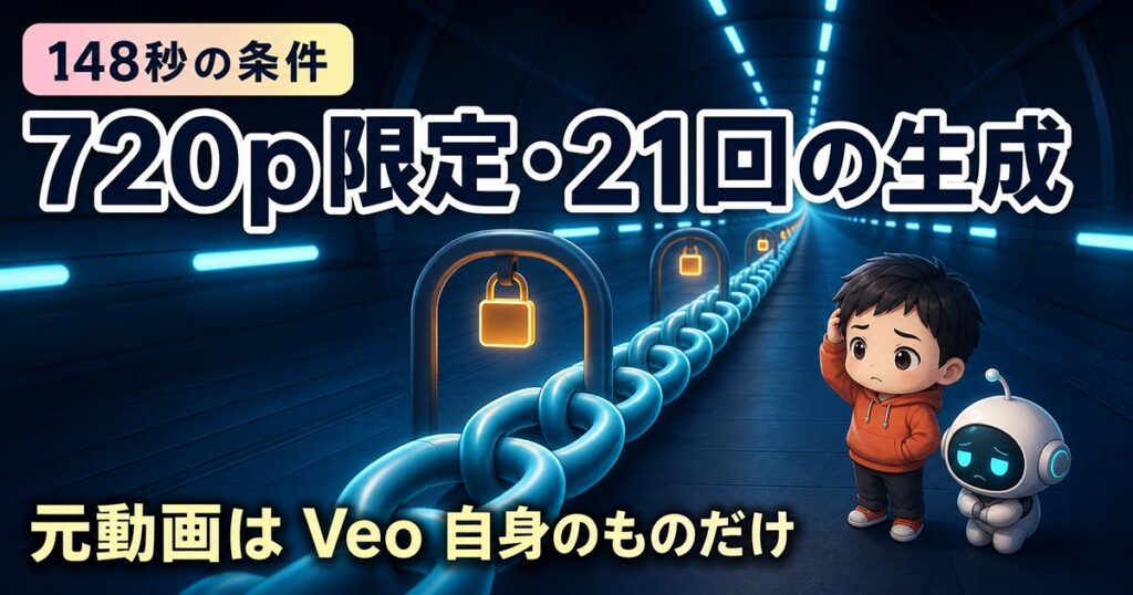 Gemini Omni 1.1で40秒に。ただしVeo 3.1は148秒まで伸びる