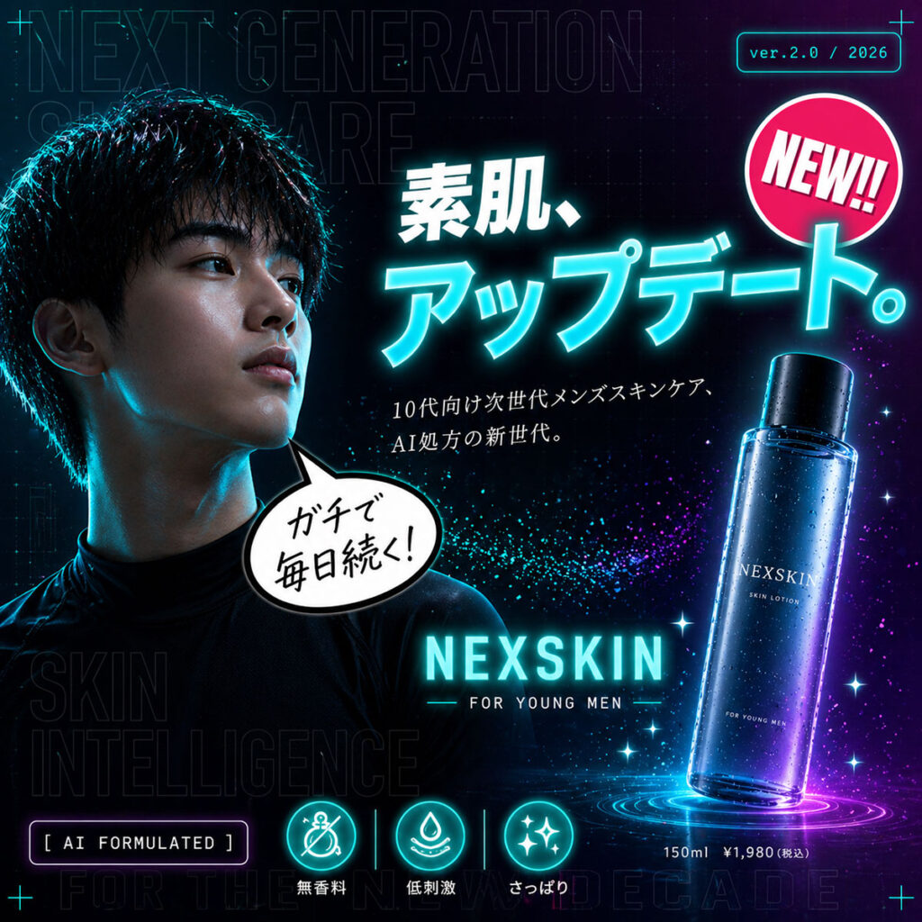 メンズ美容広告バナー画像（1:1正方形）プロンプト