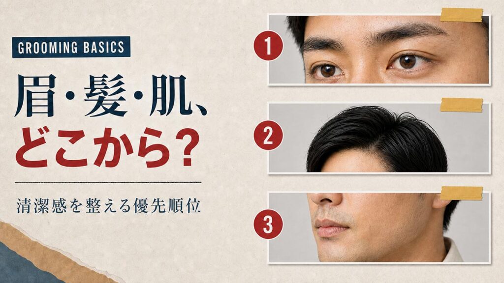 YouTubeサムネイル画像（メンズ美容）プロンプト