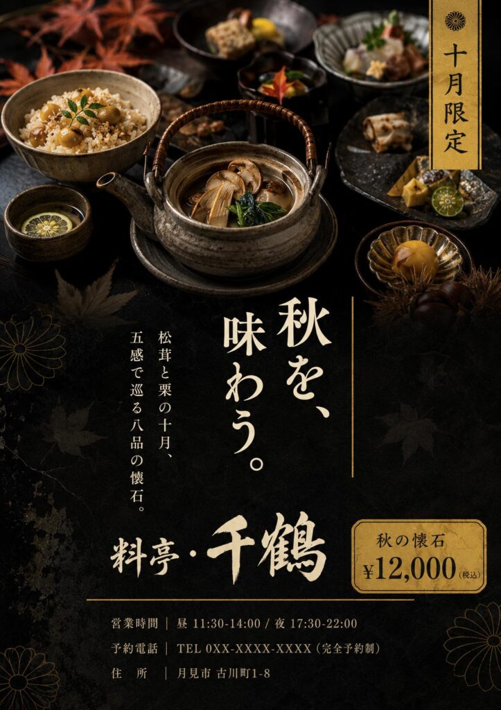 飲食店チラシ画像(A4)プロンプト