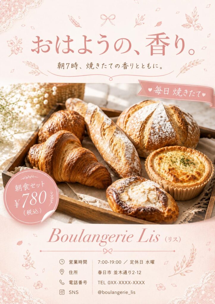 飲食店チラシ画像(A4)プロンプト